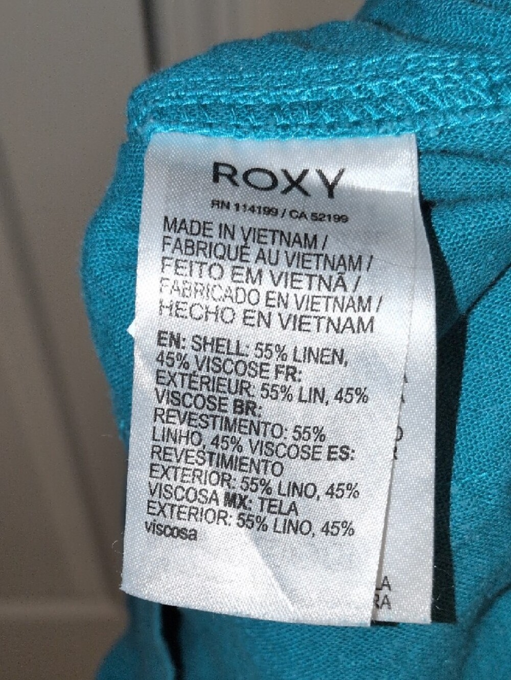 Roxy Teal Drawstring Linen Blend Shorts - Size Small - Picture 6 of 6